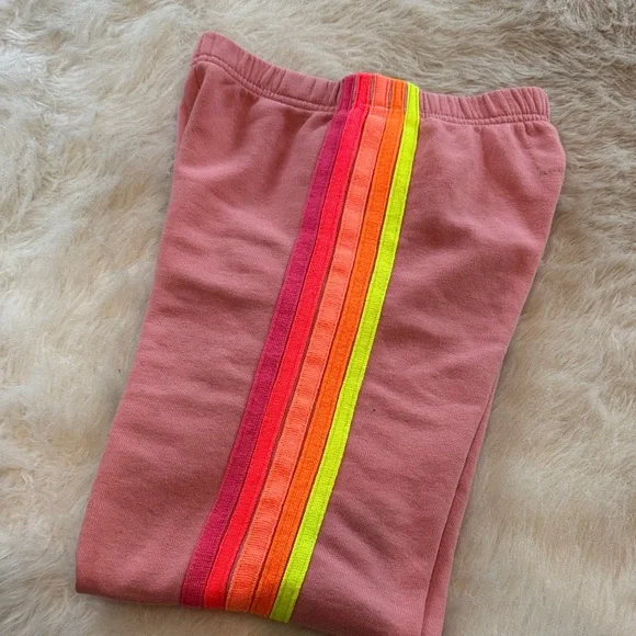 Aviator Nation Kids Pink Sweatpants with Striped Side - Picture 3 of 4